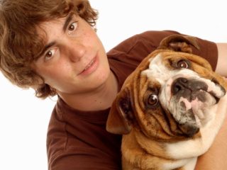 3228864 - attractive fourteen year old boy and his pet bulldog puppy 3228864 - attractive fourteen year old boy and his pet bulldog puppy