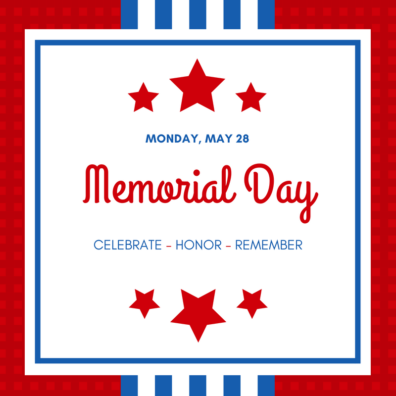 Memorial Day is May 28